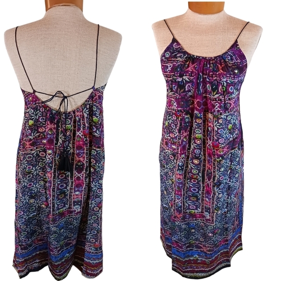 Figue Dress, Silk Strappy Mini Women's Clothing Women's Dresses Spring - Picture 1 of 15